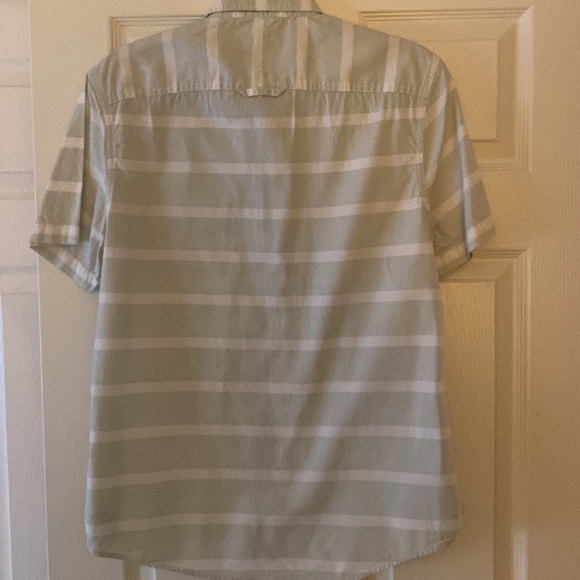 Nordstrom 1901 brands short sleeve shirt in green/cream horizontal stripes Sz M - Picture 5 of 5